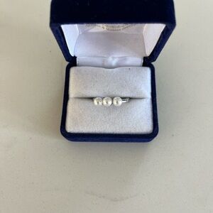 Triple Pearl Silver Band Ring